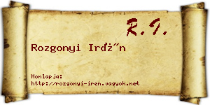 Rozgonyi Irén névjegykártya